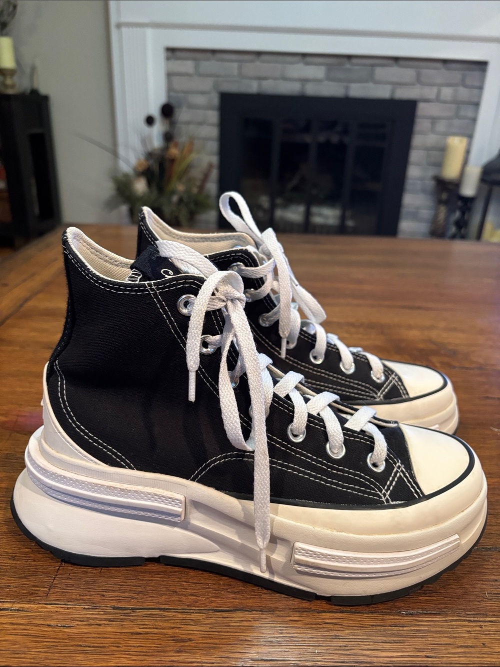 Converse Black and White High-Top Platform Sneakers